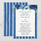 Blue Roos Wedding Invitation Kaart (Voorkant / Achterkant)