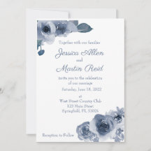 Blue Roos Wedding Invitation