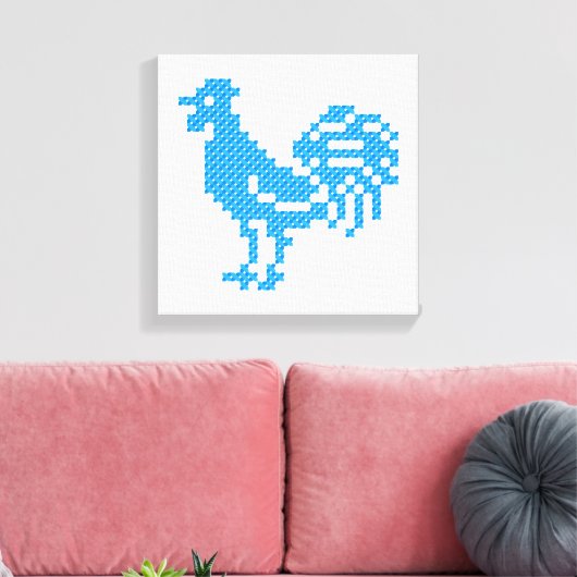 Blue Rooster Canvas Afdruk (Insitu (Woonkamer))