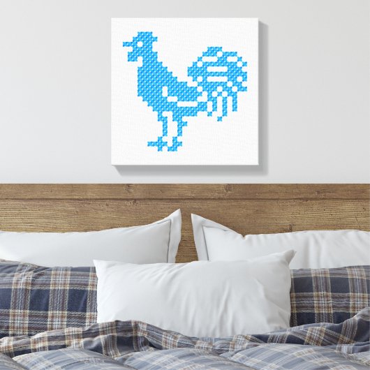 Blue Rooster Canvas Afdruk (Insitu (Slaapkamer))