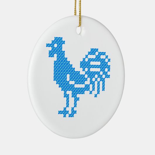 Blue Rooster Keramisch Ornament (Rechts)
