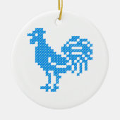 Blue Rooster Keramisch Ornament (Voorkant)