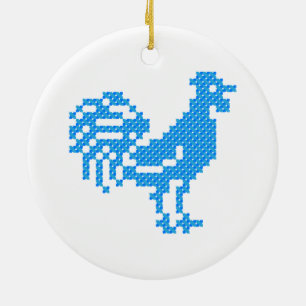 Blue Rooster Keramisch Ornament