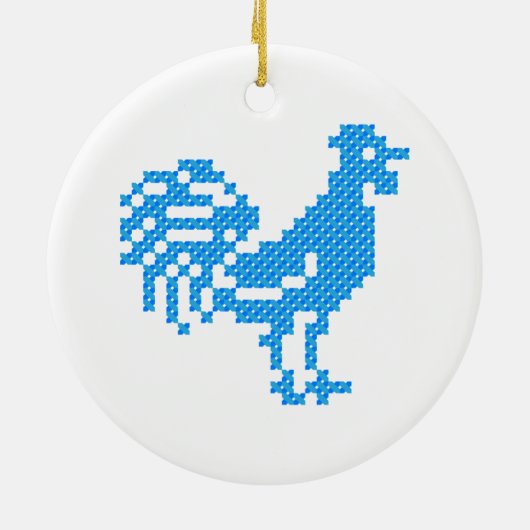 Blue Rooster Keramisch Ornament (Achterkant)