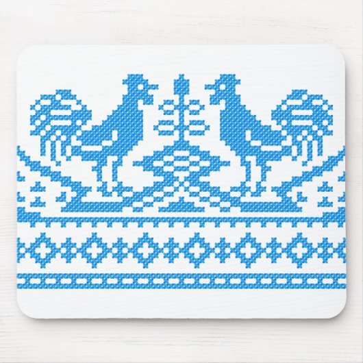 Blue Rooster kruissteek Muismat (Voorkant)