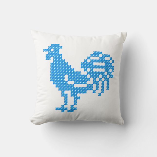 Blue Rooster Kussen (Voorkant)