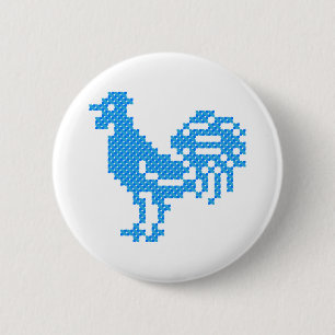 Blue Rooster Ronde Button 5,7 Cm