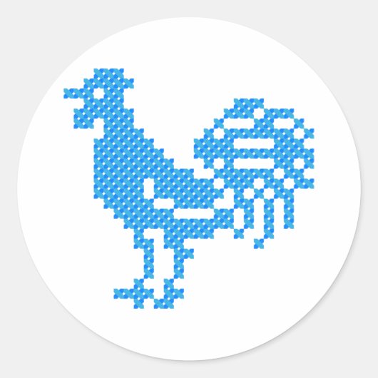 Blue Rooster Ronde Sticker (Voorkant)