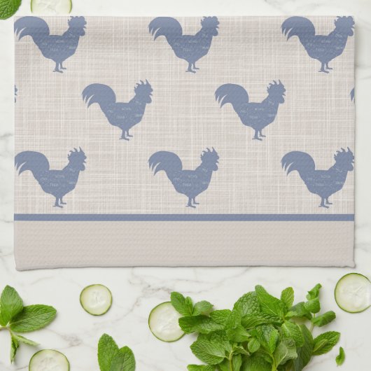 Blue Rooster Theedoek (Gevouwen)