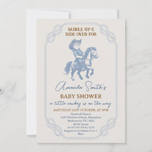 Blue Rope Lijst Cowboy Baby shower Kaart