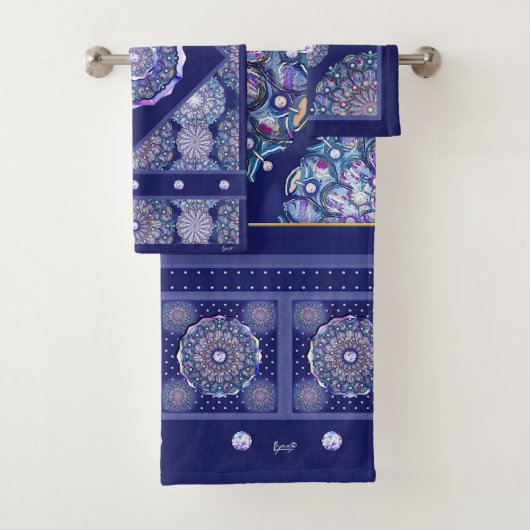 Blue Rosace Bad Handdoek (Insitu)