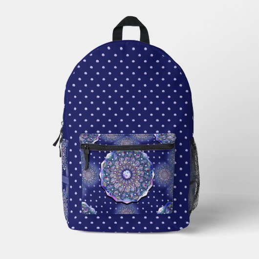 Blue Rosace Bedrukte Rugzak (Voorkant)