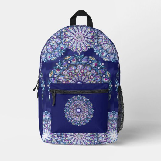 Blue Rosace Bedrukte Rugzak (Voorkant)