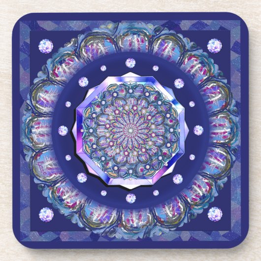 Blue Rosace Bier Onderzetter (Voorkant)
