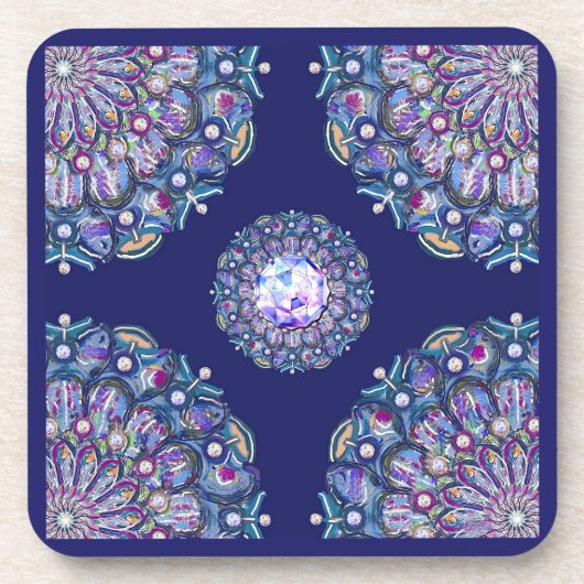 Blue Rosace Bier Onderzetter (Voorkant)
