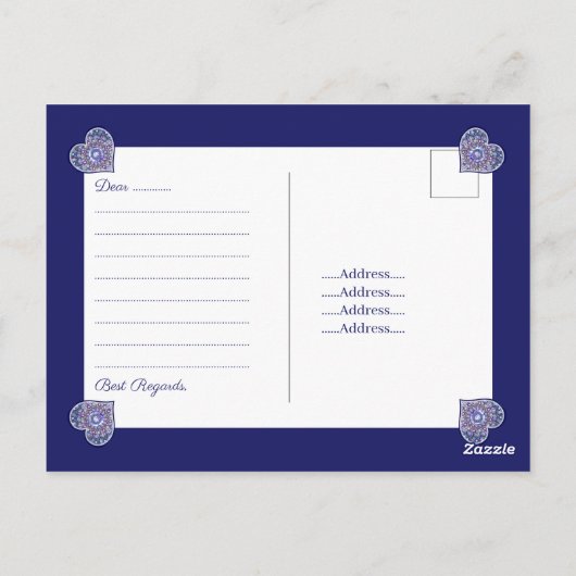 Blue Rosace Briefkaart (Achterkant)