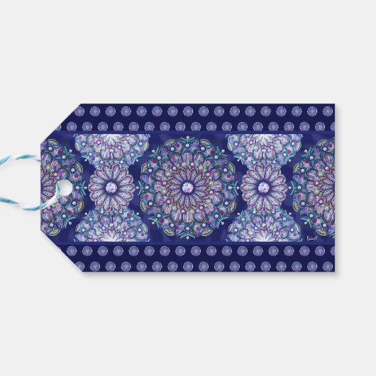 Blue Rosace Cadeaulabel (Achterkant Horizontaal)
