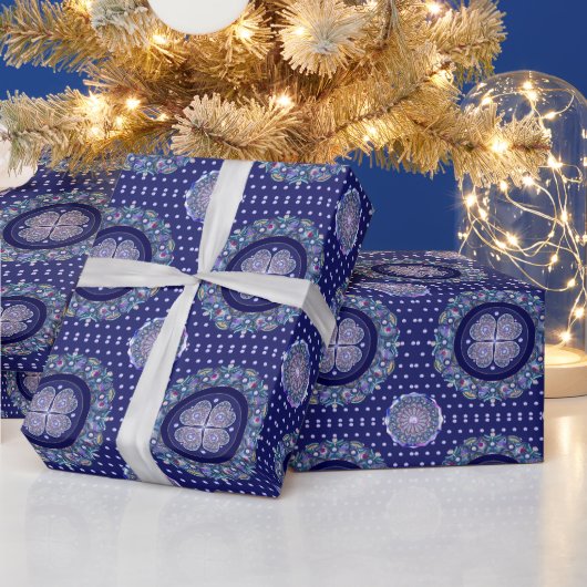Blue Rosace Cadeaupapier (Feestdagen)