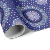 Blue Rosace Cadeaupapier (Rol Hoek)