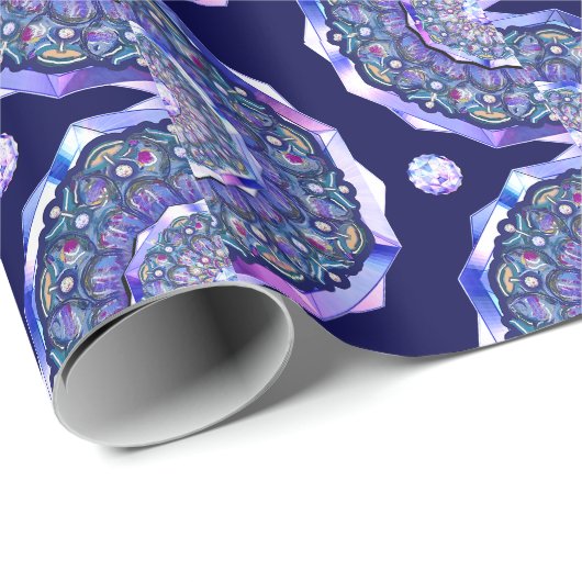 Blue Rosace Cadeaupapier (Rol Hoek)