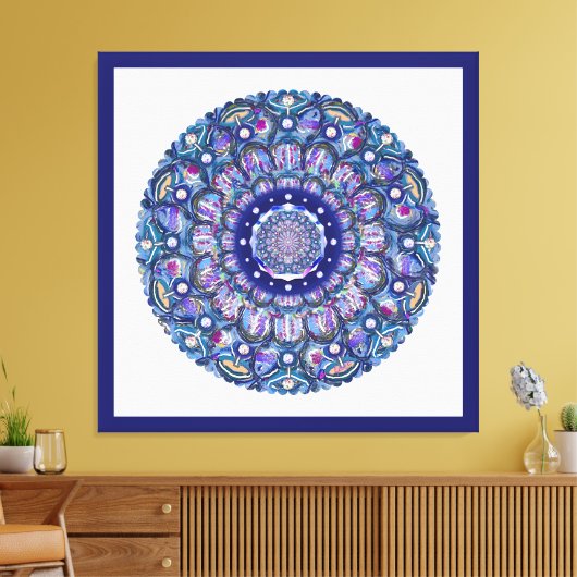 Blue Rosace Canvas Afdruk (Insitu (Woonkamer))