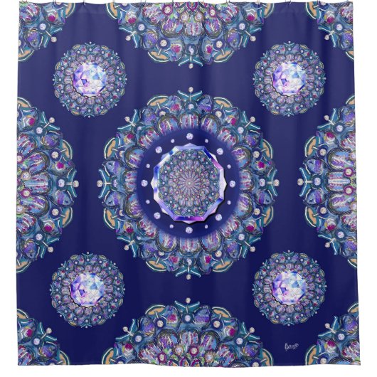 Blue Rosace Douchegordijn (Voorkant)