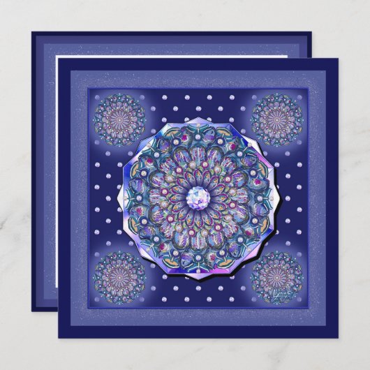 Blue Rosace Feestdagenkaart (Voorkant / Achterkant)