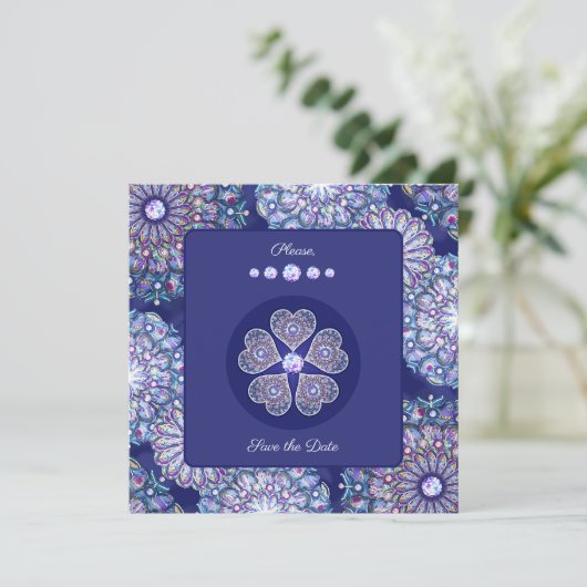 Blue Rosace Feestdagenkaart (Staand voorkant)