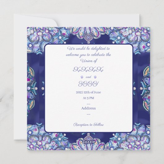 Blue Rosace Feestdagenkaart (Achterkant)