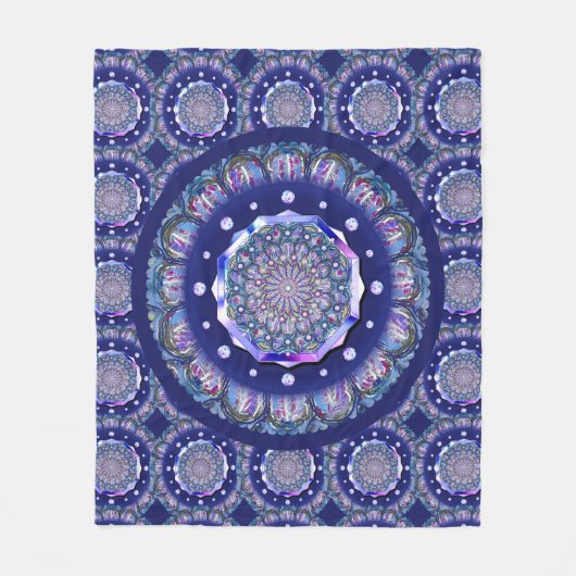 Blue Rosace Fleece Deken (Voorkant)