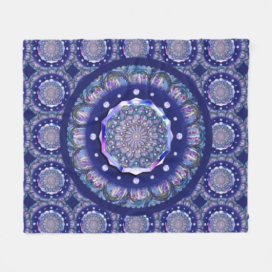 Blue Rosace Fleece Deken (Voorkant (Horizontaal))