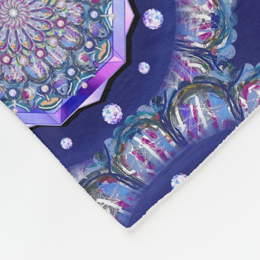 Blue Rosace Fleece Deken (Hoek)