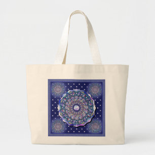 Blue Rosace Grote Tote Bag