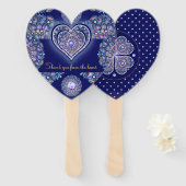 Blue Rosace Handwaaier (Voorkant en achterkant)