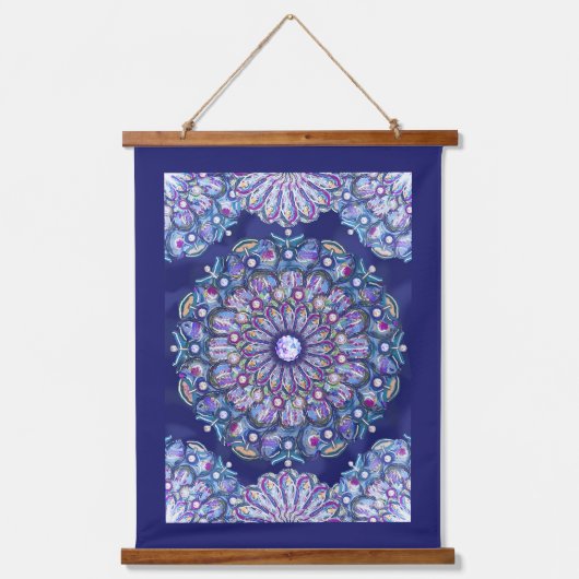 Blue Rosace Hangend Wandkleed (Voorkant)