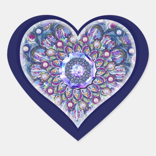 Blue Rosace Hart Sticker (Voorkant)