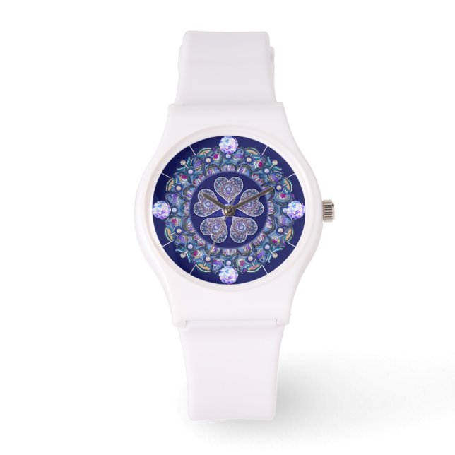 Blue Rosace Horloge (Voorkant)