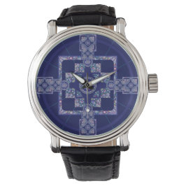 Blue Rosace Horloge