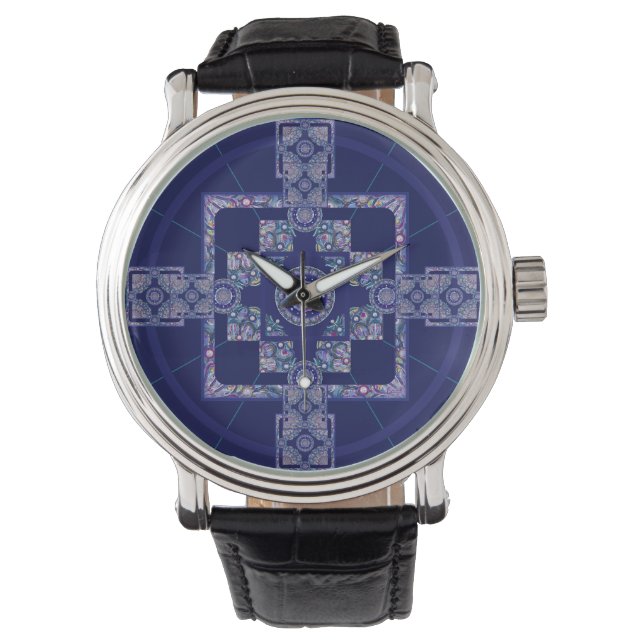 Blue Rosace Horloge (Voorkant)