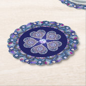 Blue Rosace Kartonnen Onderzetters (Gekanteld)