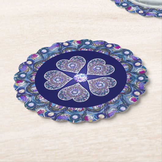 Blue Rosace Kartonnen Onderzetters (Gekanteld)