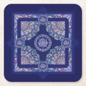 Blue Rosace Kartonnen Onderzetters (Voorkant)