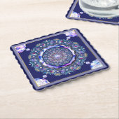 Blue Rosace Kartonnen Onderzetters (Gebogen)