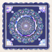 Blue Rosace Kartonnen Onderzetters (Voorkant)