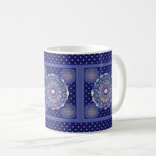 Blue Rosace Koffiemok (Voorkant rechts)