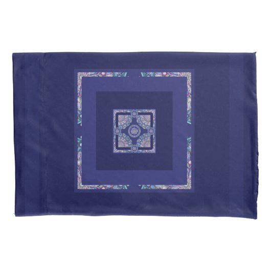 Blue Rosace Kussensloop (Voorkant)