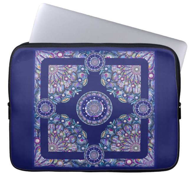 Blue Rosace Laptop Sleeve (Voorkant)