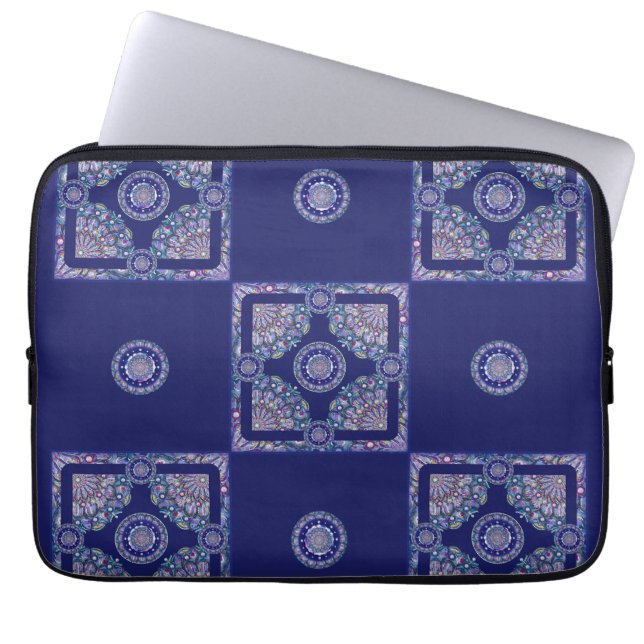 Blue Rosace Laptop Sleeve (Voorkant)