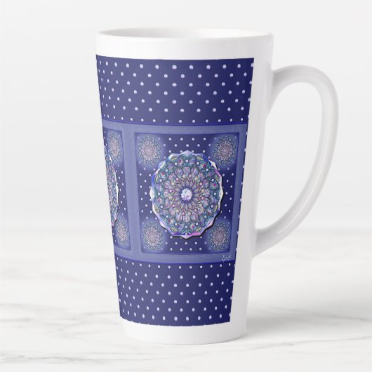 Blue Rosace Latte Mok (Rechts)