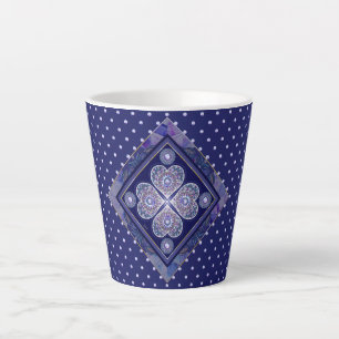 Blue Rosace Latte Mok